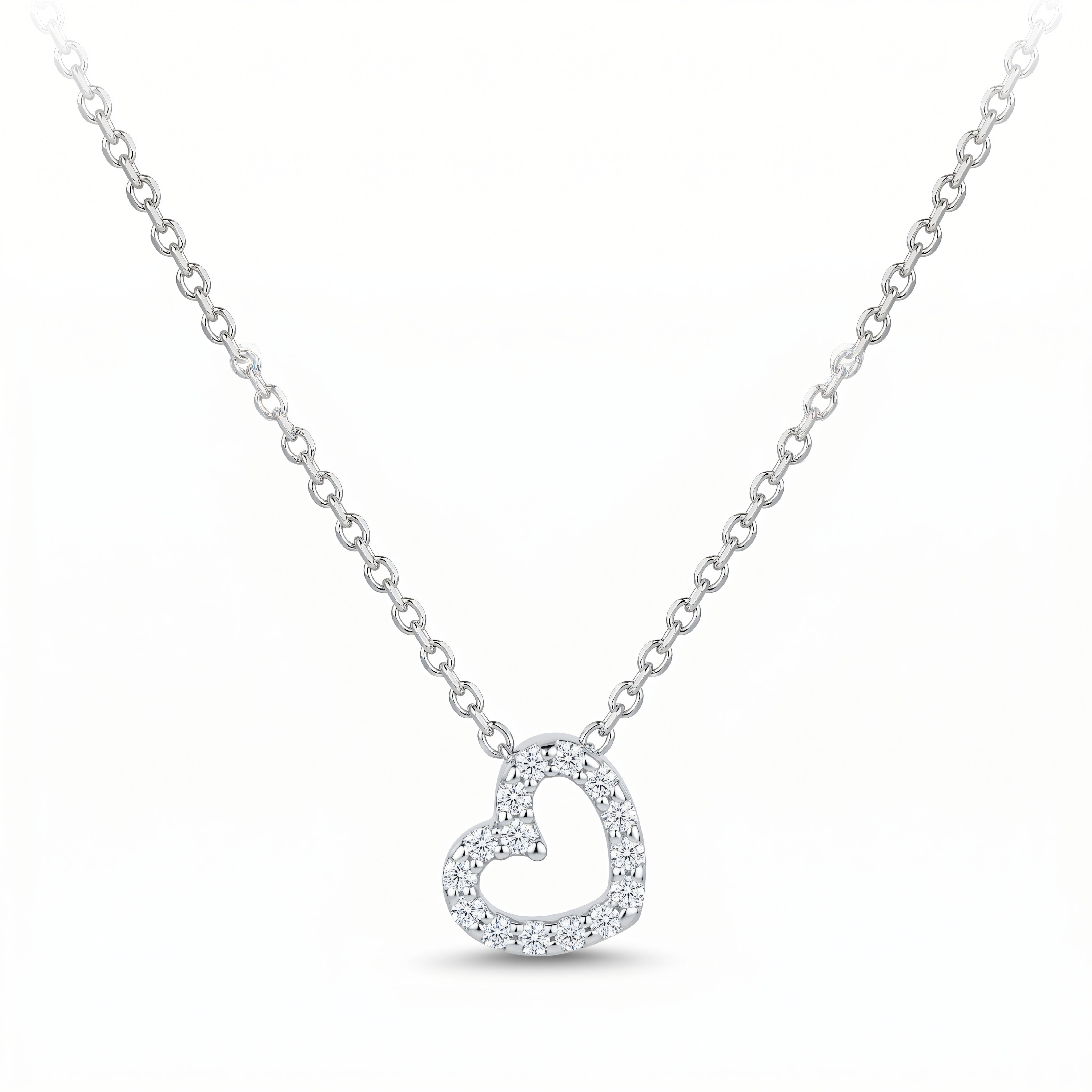 Halskette 585 Gold Zirkonia offener Herzanhänger | Splendido Schmuck