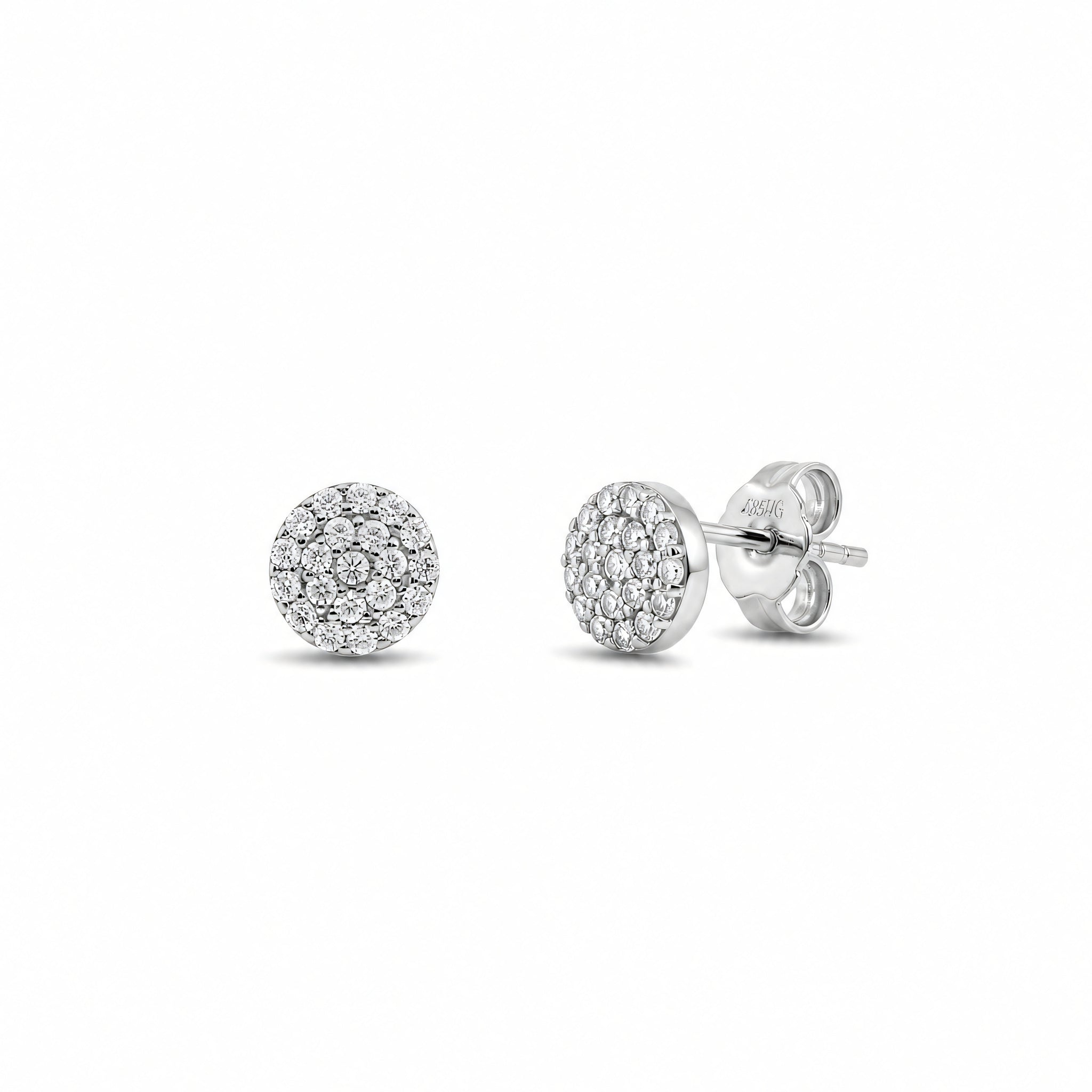 Ohrstecker 585 Weißgold Zirkonia Pavé rund | Splendido Schmuck