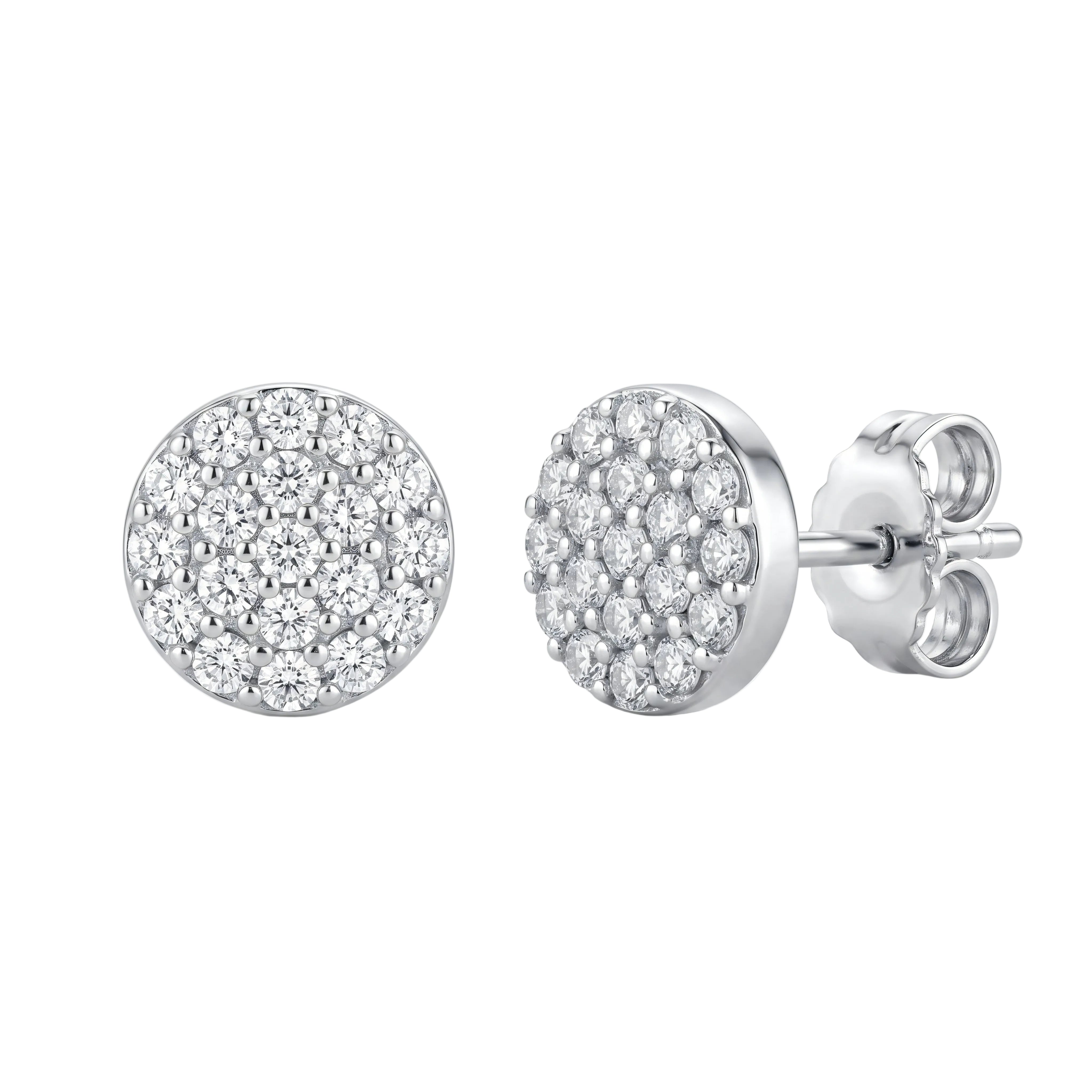 Ohrstecker 585 Weißgold Zirkonia Pavé rund | Splendido Schmuck