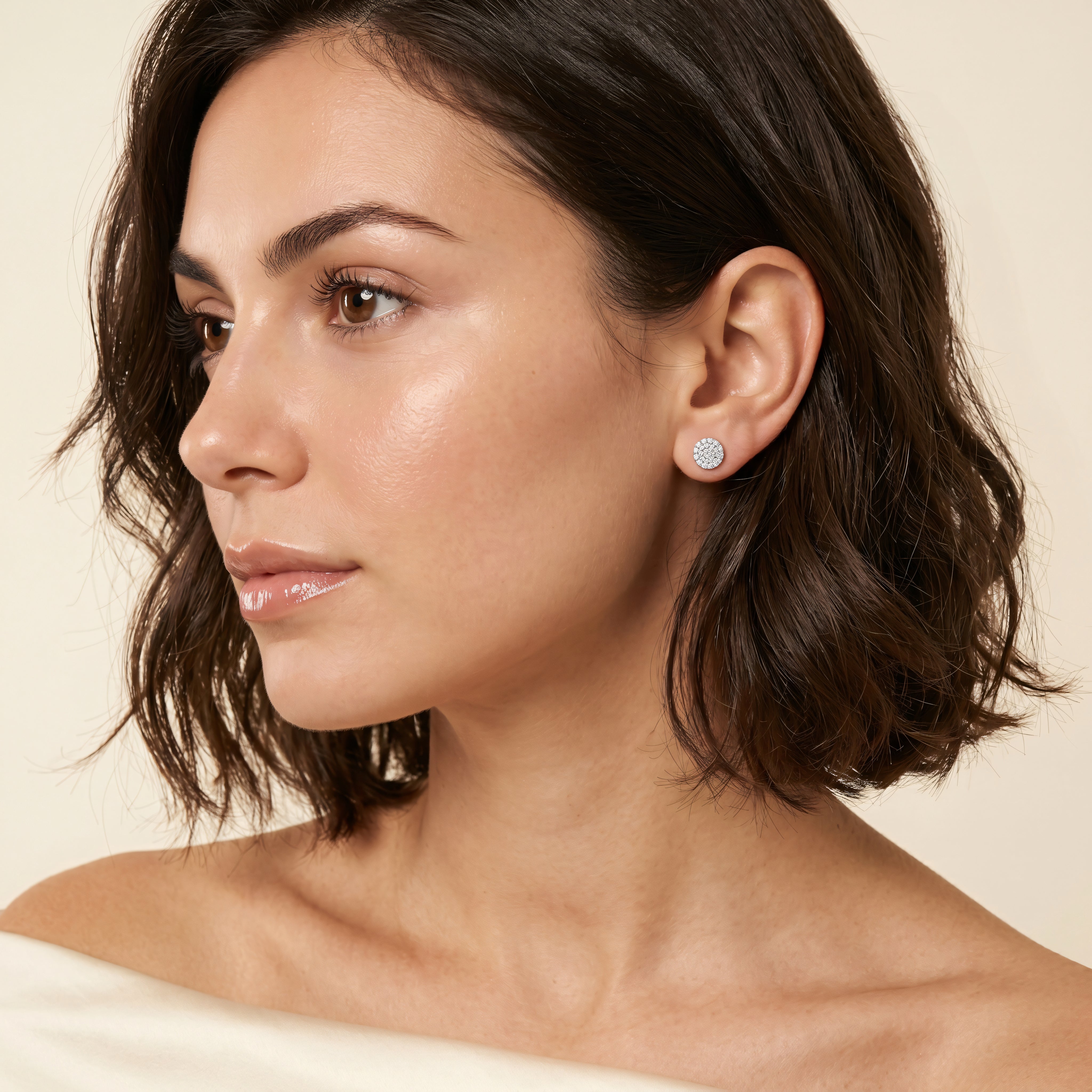 Ohrstecker 585 Weißgold Zirkonia Pavé rund | Splendido Schmuck