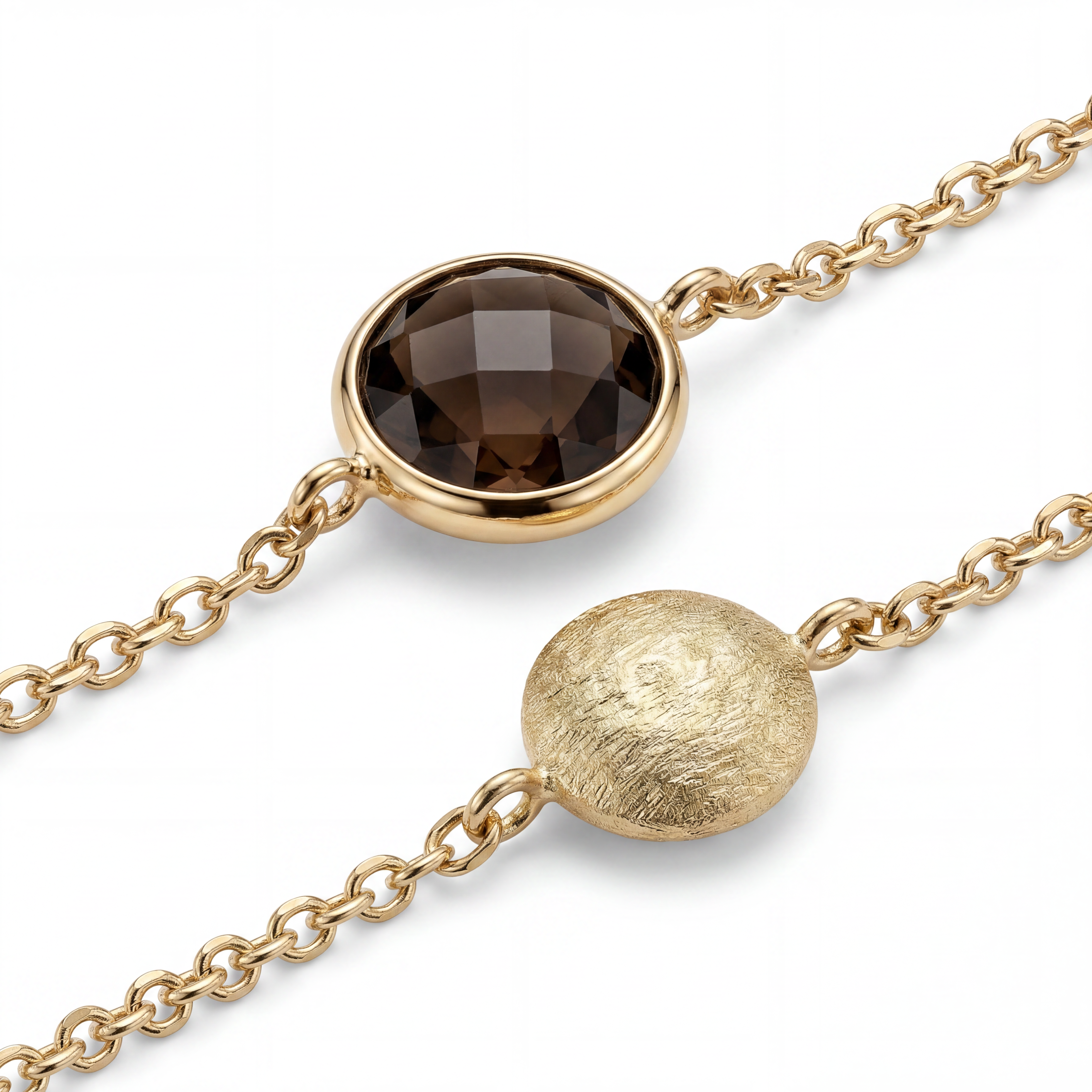 Armband 585 Gelbgold Rauchquarz facettiert – Splendido – na nadgarstku