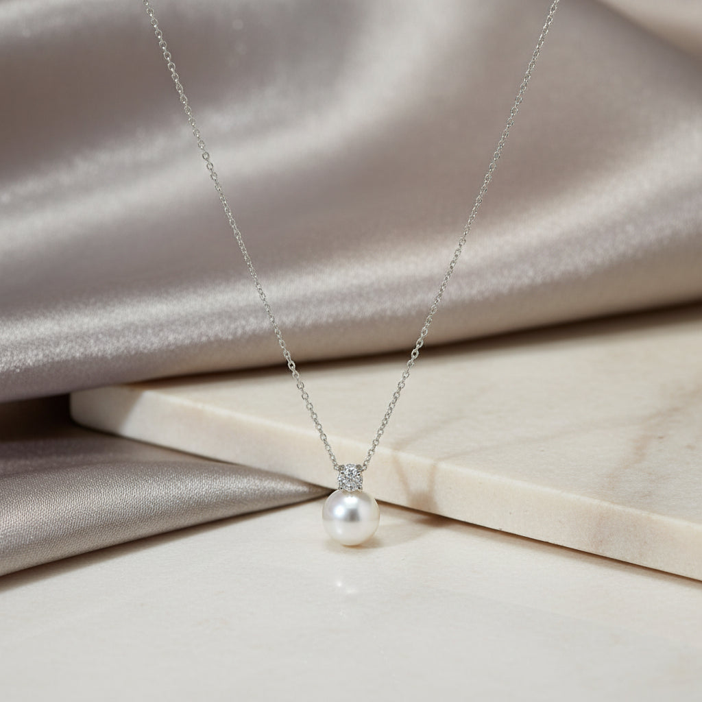 Goldkette 14Kt.mit Zirkonia & Perle