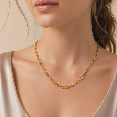 Halskette 585 Gelbgold Fantasiekette Diamantiert – Splendido – Produktvideo