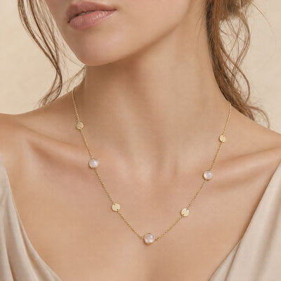 Collier 585 Gelbgold Pfirsich-Mondstein Cabochon – Splendido – Produktvideo