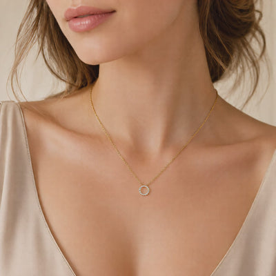 Halskette 585 Gold Zirkonia Pavé Rundanhänger – Splendido – Produktvideo
