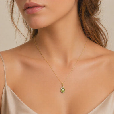 Halskette 585 Gelbgold Peridot Brillant-Halo – Splendido – Produktvideo