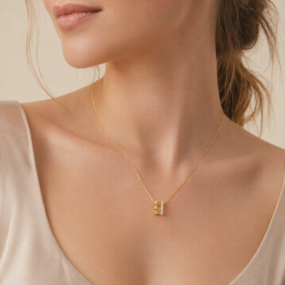 Halskette 585 Gelbgold Zirkonia Doppelter Halbkreis – Splendido Schmuck – Produktvideo