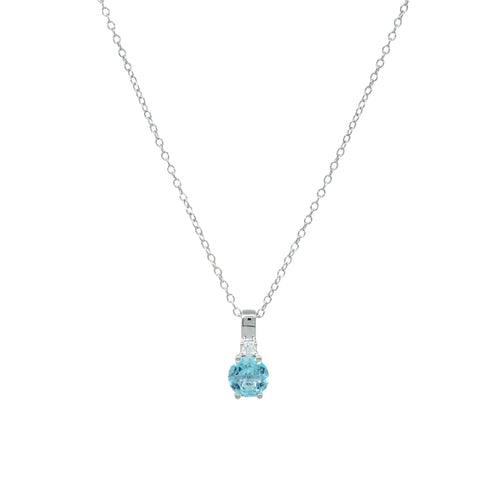 Collier 925 Silber Blautopas Solitär Ankerkette – Splendido – foto producto