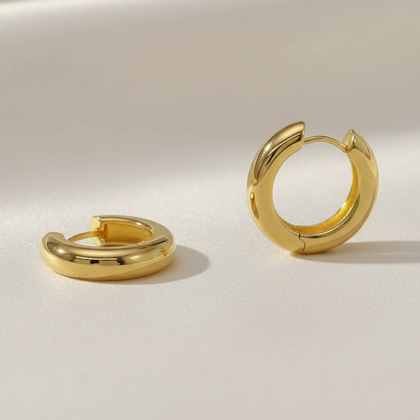 Chunky goldfarbene Hoop-Creolen Splendido CRSU35 im modernen, glänzenden Design.