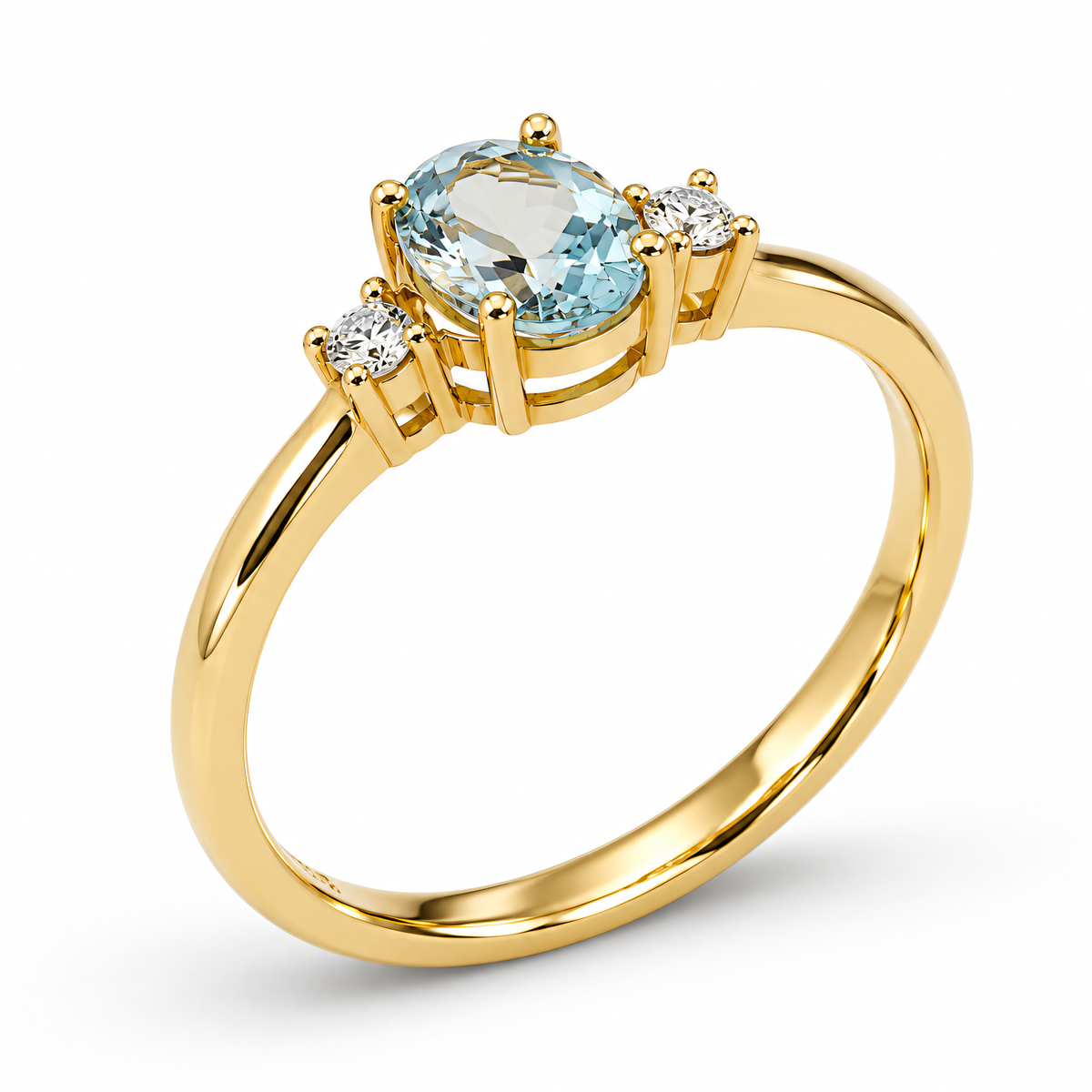 Bague en or jaune 585, topaze avec deux zircones | Splendido Jewelry