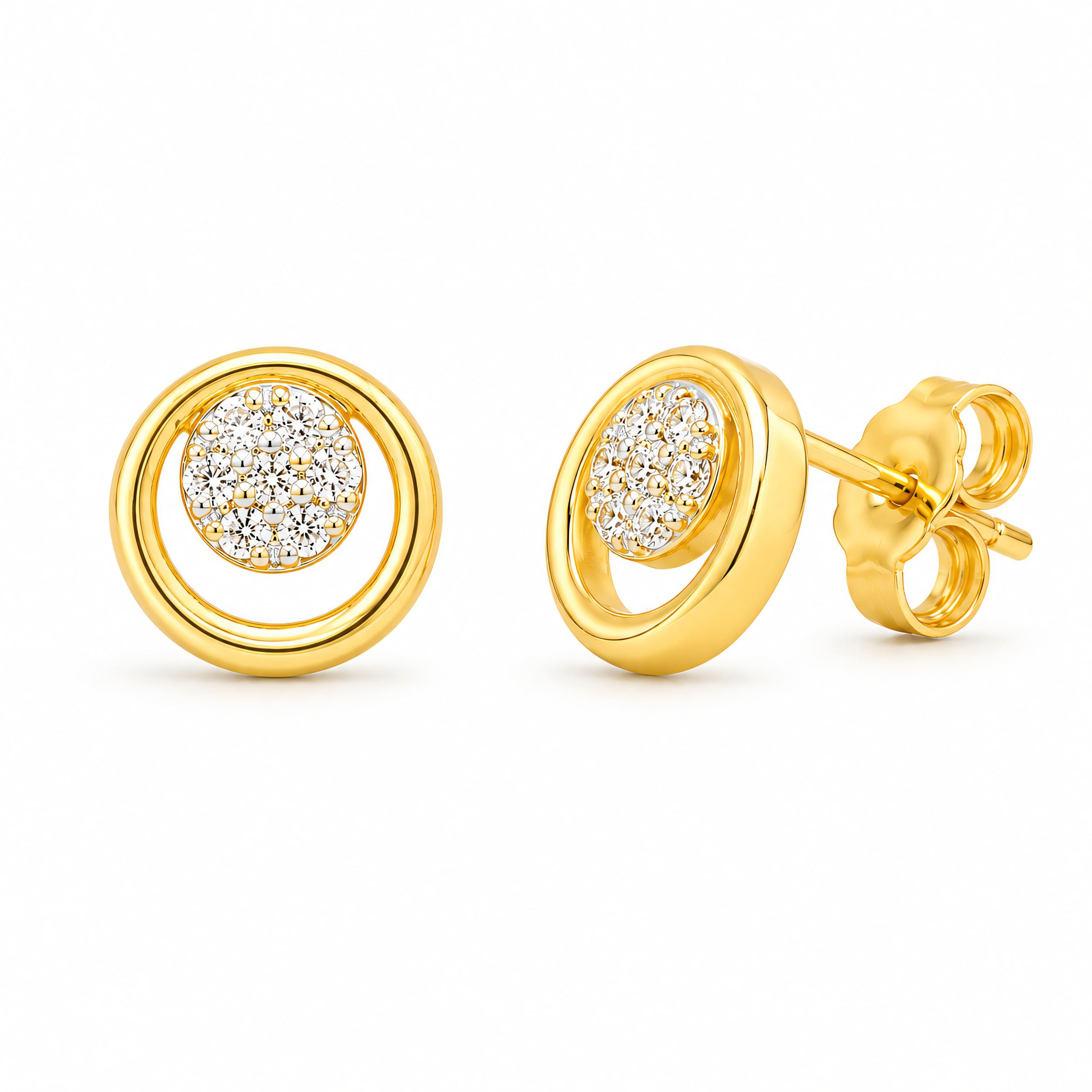 Ohrstecker aus 585er Gold mit Diamant in Pavéfassung | Splendido Schmuck