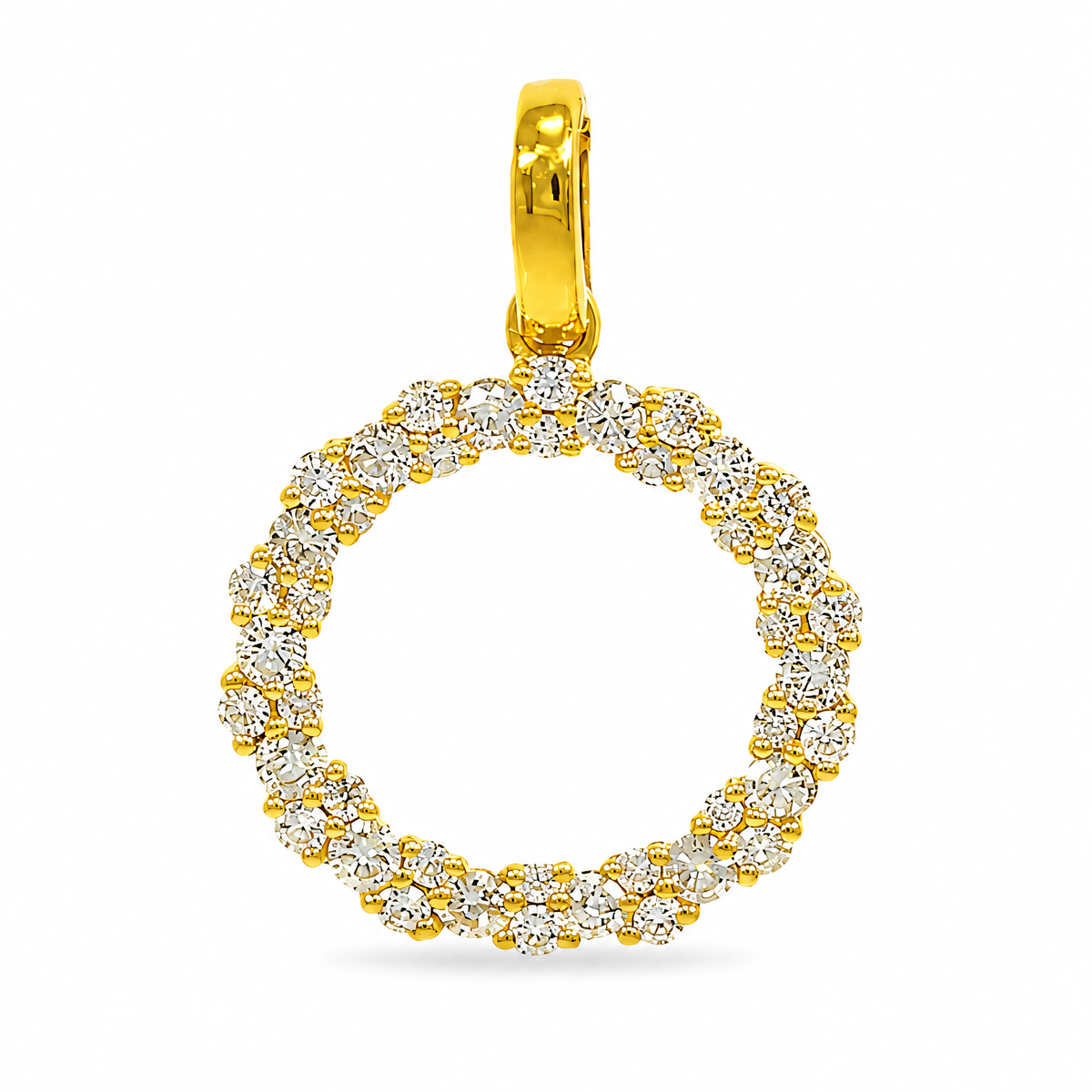 Anhänger aus 585er Gelbgold mit Diamant in Pavéfassung – offener Kreis mit Brillanten 0,27 ct | Splendido Schmuck