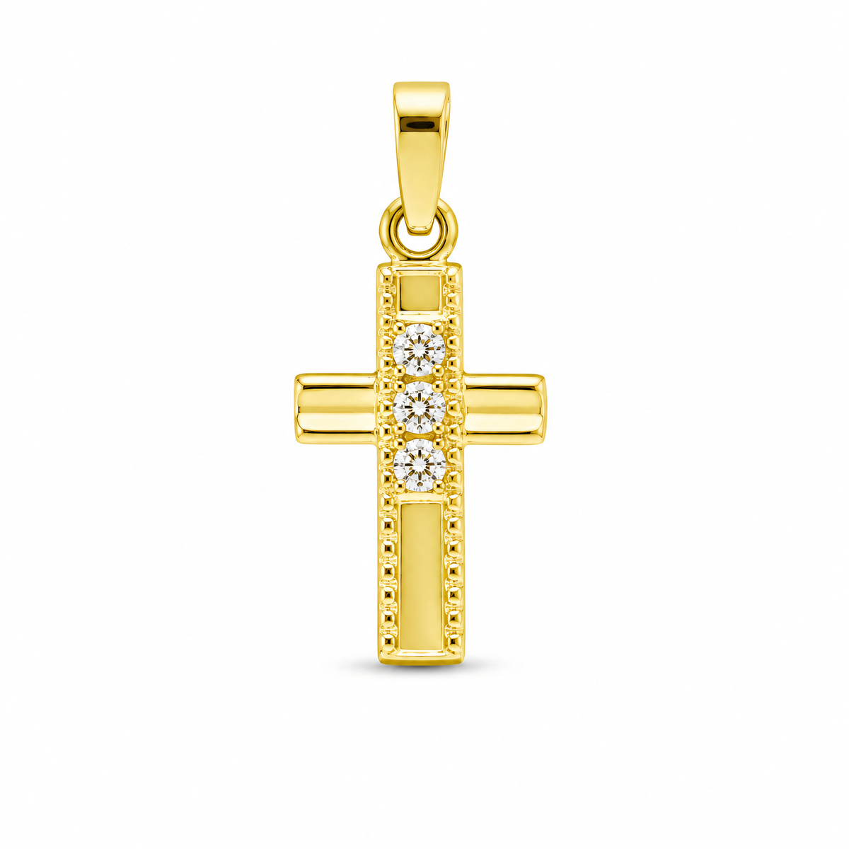 Gelbgold mit Zirkonia in Krappenfassung – Kreuz 585 | Splendido Schmuck
