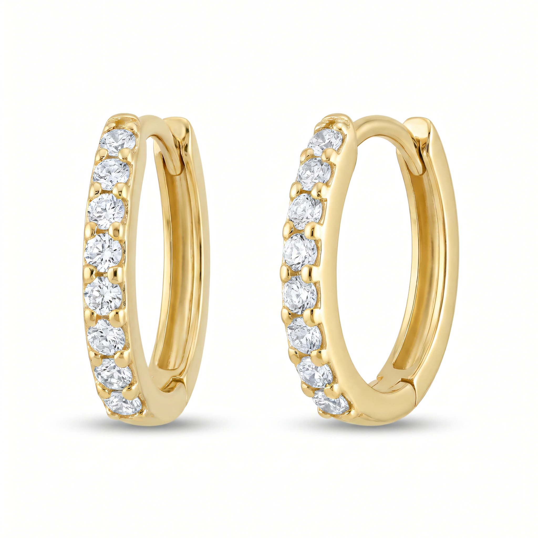 Creolen aus 585er Gold mit Zirkonia in Krappenfassung – Pavé | Splendido Schmuck