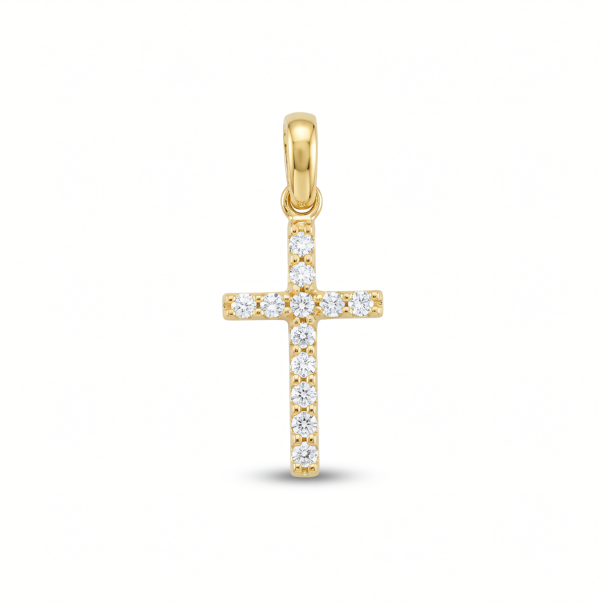 Anhänger aus 585er Gelbgold mit Zirkonia in Krappenfassung – Kreuz besetzt | Splendido Schmuck
