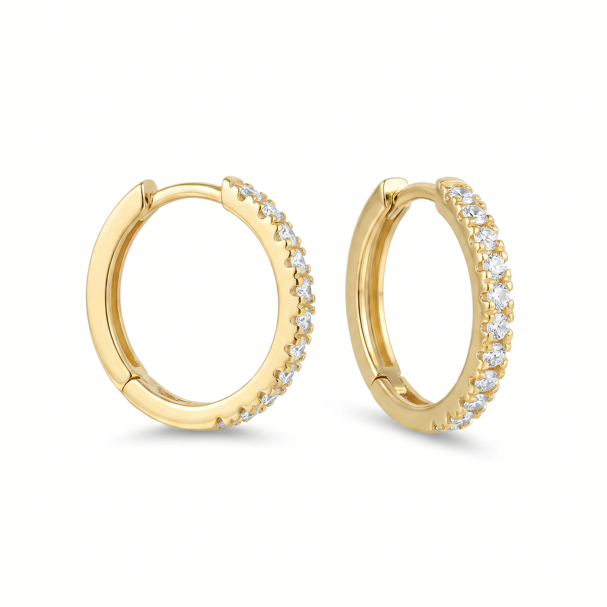 Créoles en or jaune 585, diamants | Splendido Jewelry