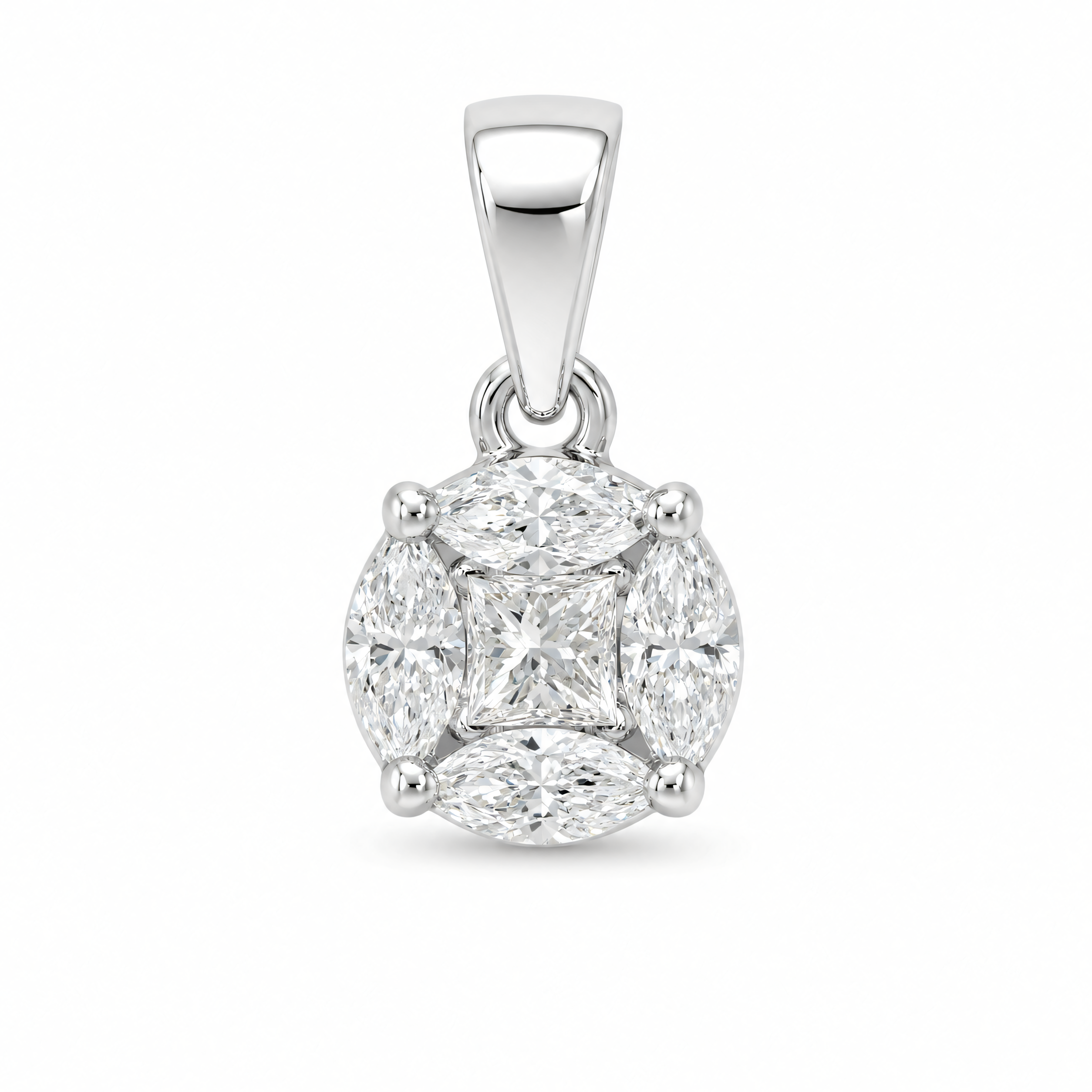 Anhänger aus 585er Weißgold mit Diamant in Krappenfassung – kleiner Kreis mit Brillanten 0,20 ct | Splendido Schmuck