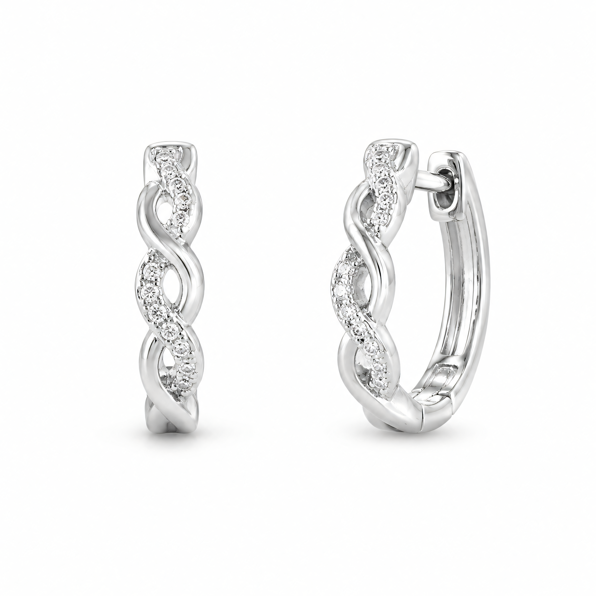 925 silver braided hoop earrings with cubic zirconia | Splendido Jewelry