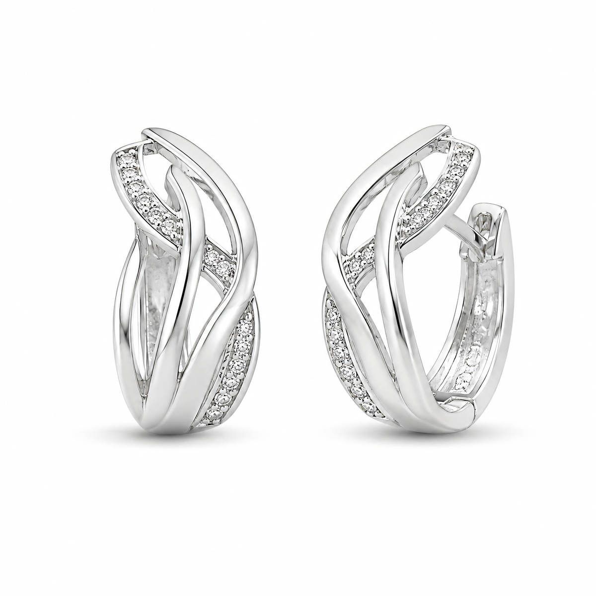 Aros de plata 925 con circonitas cúbicas, cruzados | Splendido Jewelry