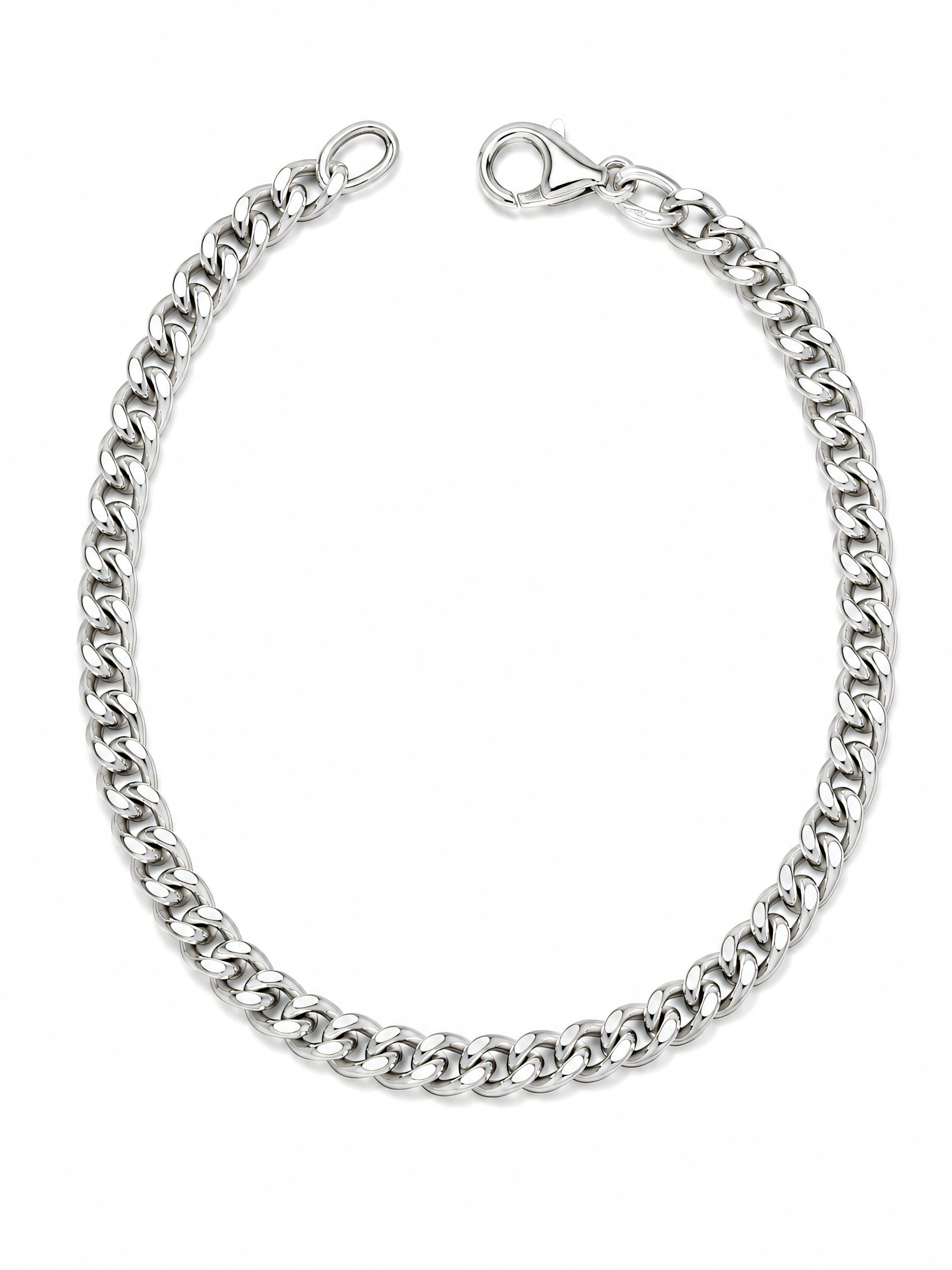 Pulsera de plata de ley 925 rodiada de cadena barbada | Splendido Jewelry