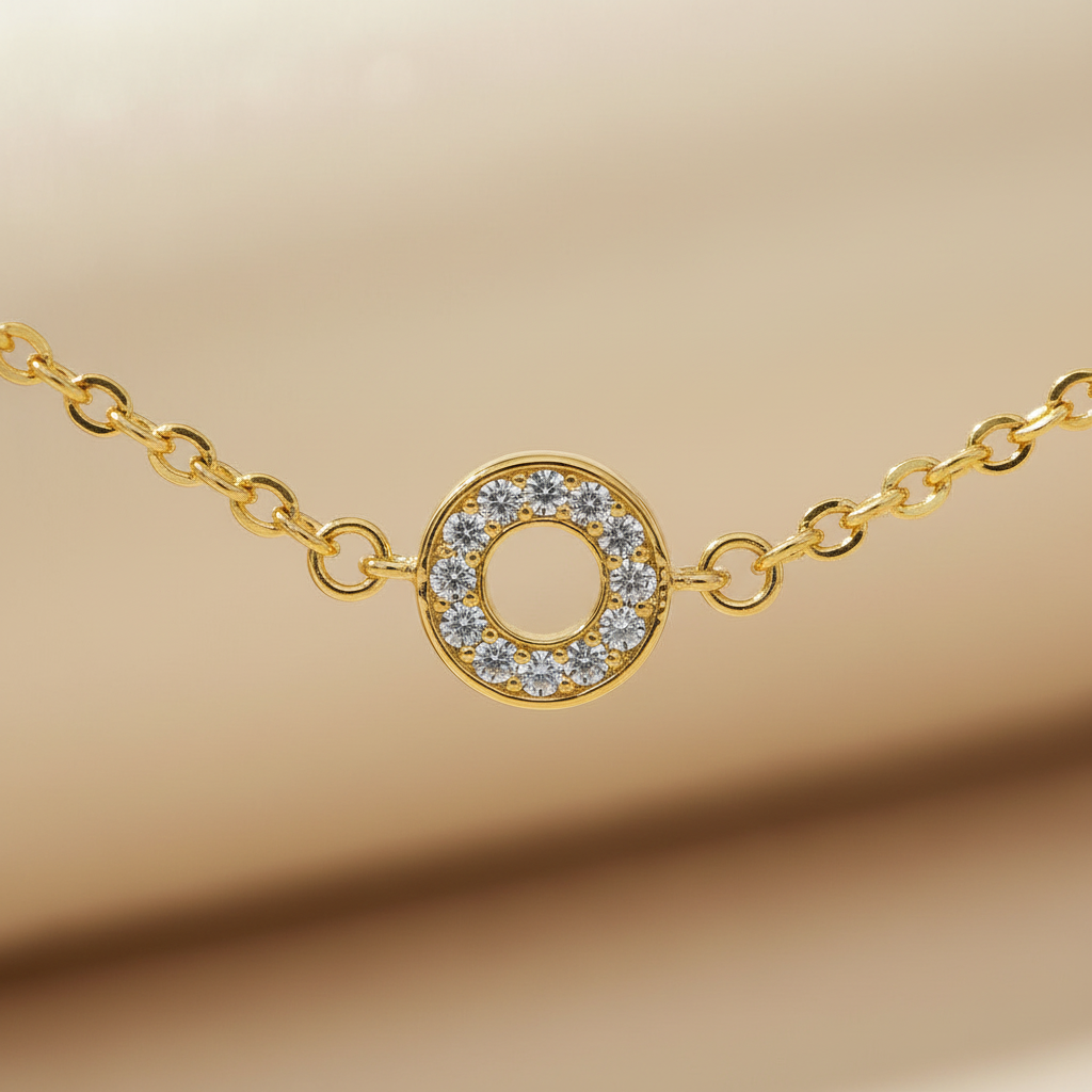 Halskette 925 Silber Vergoldet Zirkonia Kreise | Splendido Schmuck